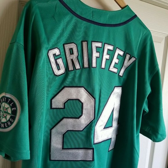 KEN GRIFFEY JR SEATTLE MARINERS GREEN RETRO THROWBACK JERSEY - Picture 5 of 11